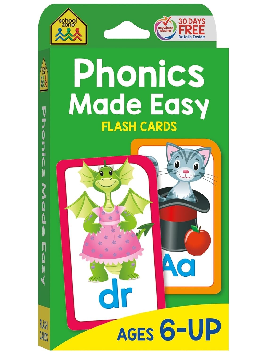 School Zone Phonics Made Easy Flash Cards Early Reading, Short Vowels, Long Vowe