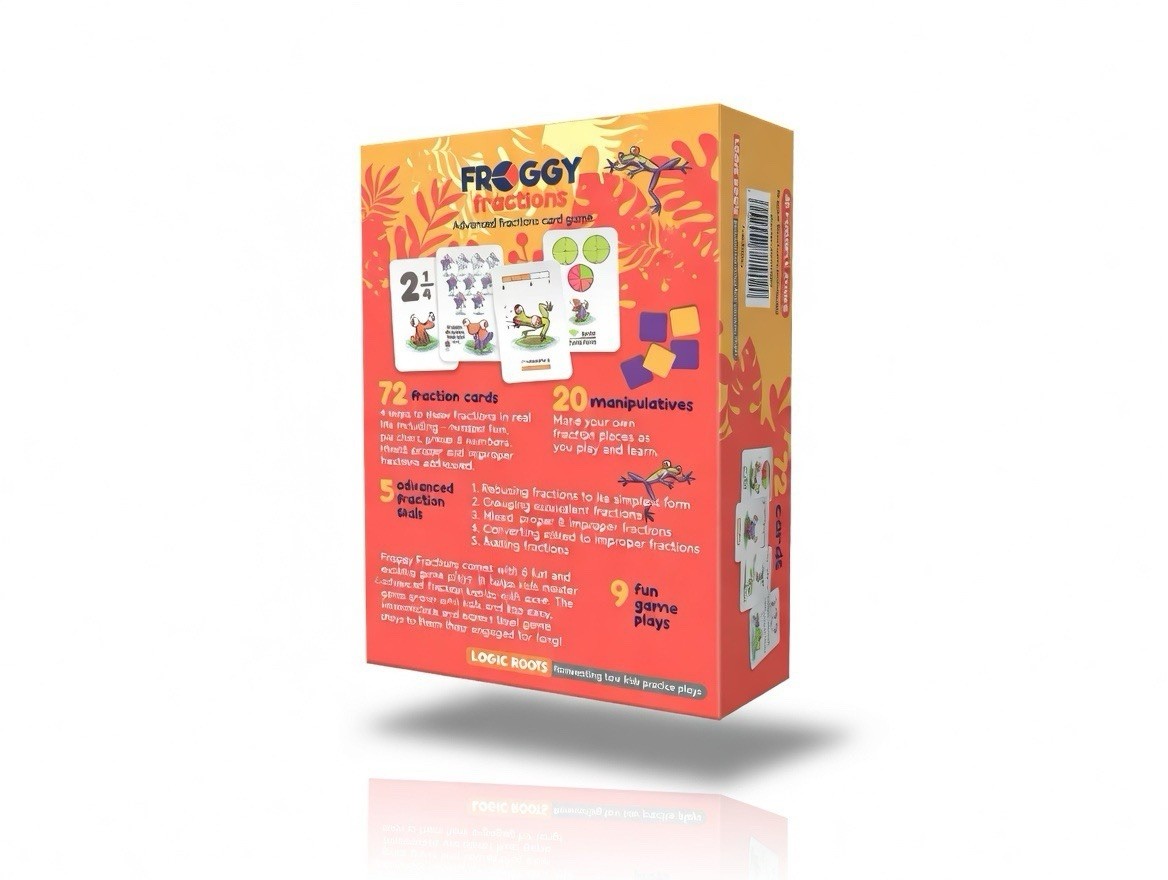 Logic Roots Froggy Fractions Advanced Fractions Card Game Ages 8-11, 9+ Years