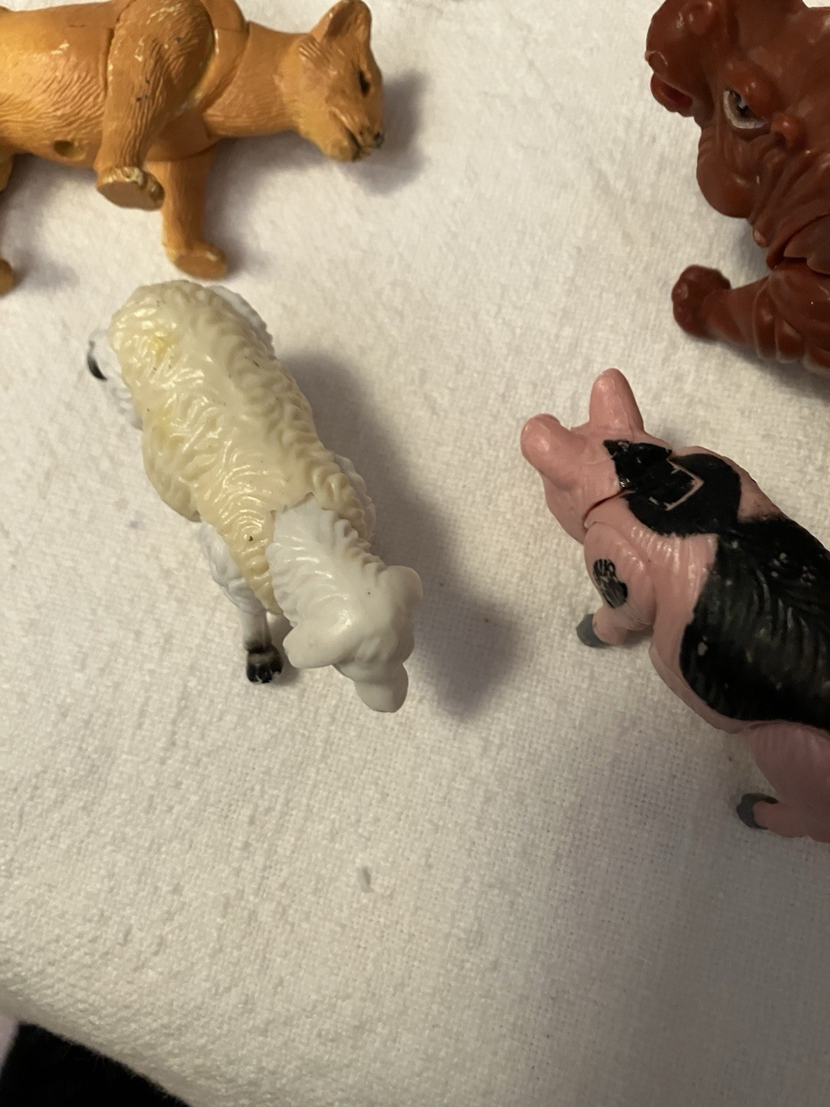 Lot Of 7 Movable Plastic Animals 2 1/2” To 4” Legs/heads Swivel Barnyard/safari