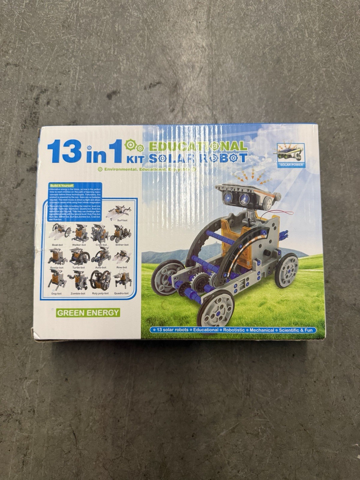 13-in-1 Solar Robot STEM Kit for Kids Ages 8-12, Science & Robotics – Blue Gray