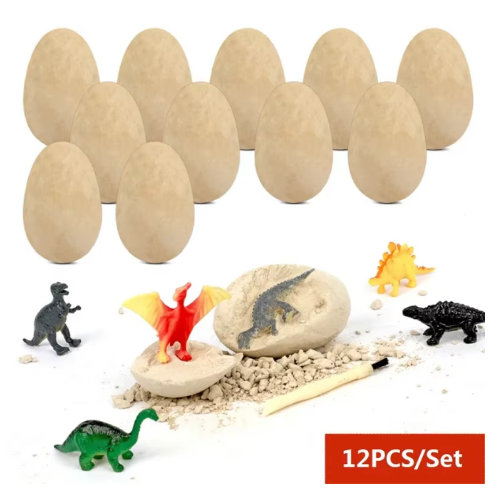 12PCS Dinosaur Egg Dig Kit Fossil Excavation STEM Science Toy Gift Set