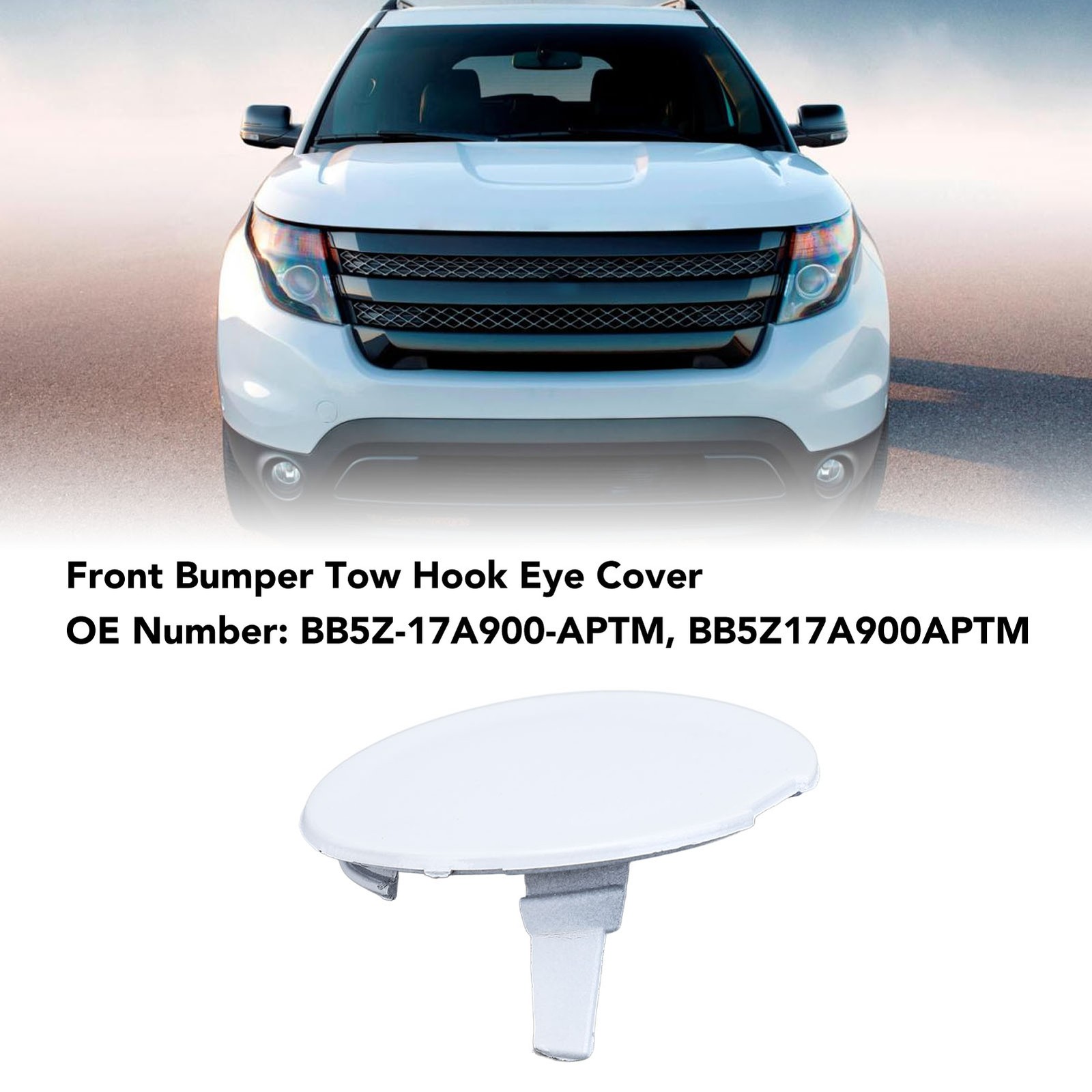 Front Tow Hook Eye Cover Cap Front Bumper Tow Hook Cover BB5Z17A900APTM Stu FYXI