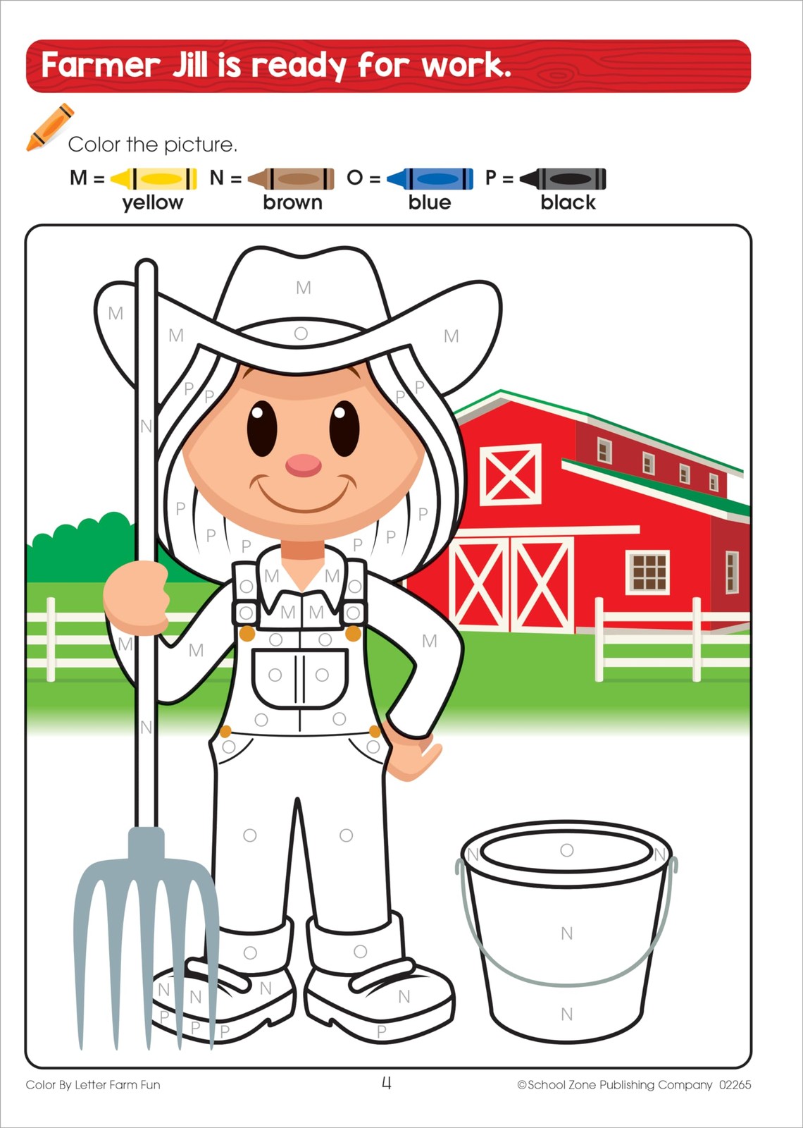 School Zone Color by Letter Farm Fun Workbook: 64 Pages, Preschool,…