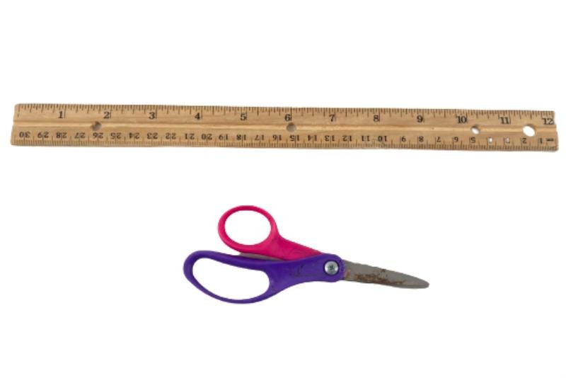 Early Learning Manipulatives Set Shapes Letters Wood Ruler Kids Scissors