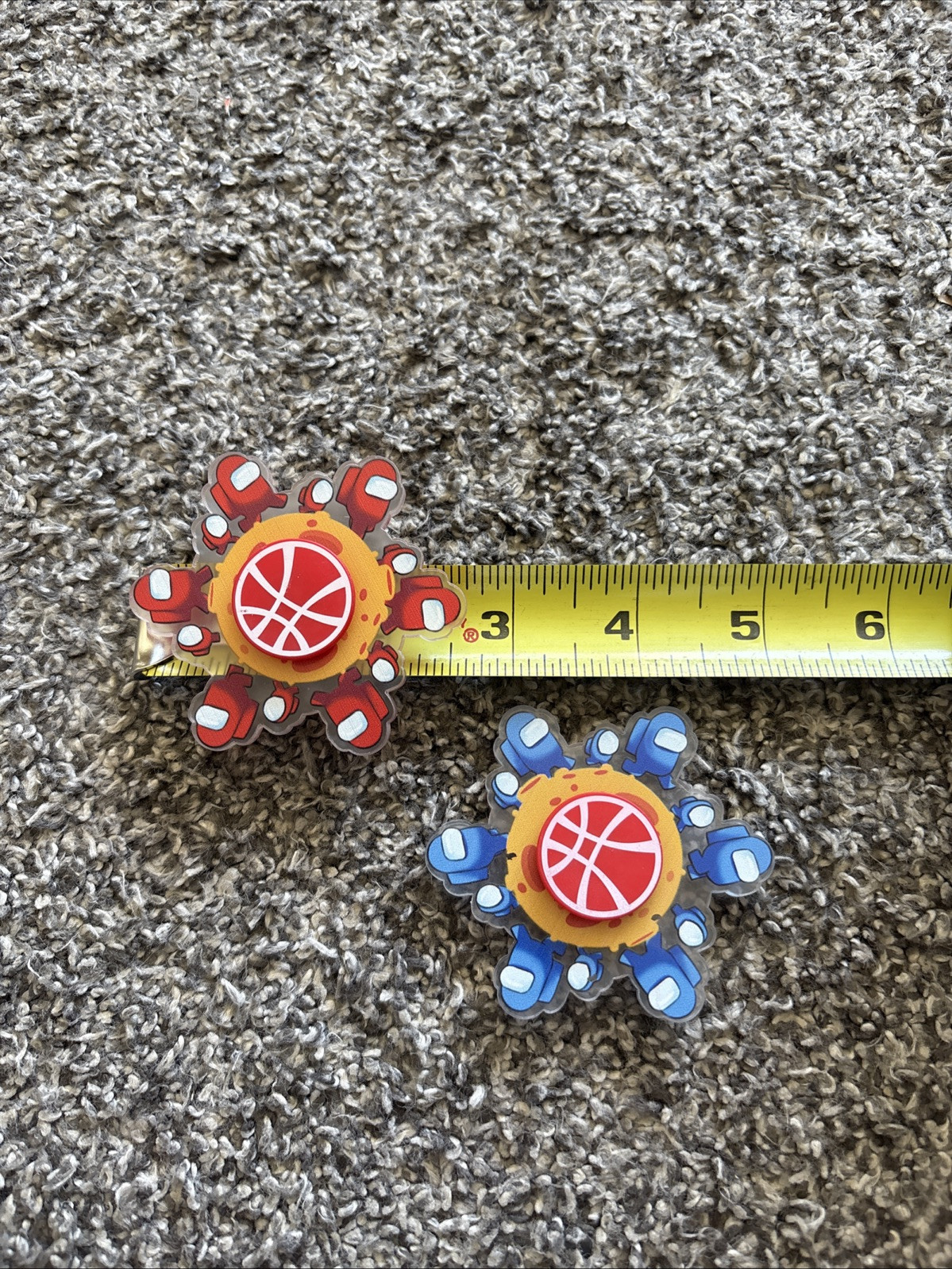 2 Plastic Fidget Spinner New Among Us Like Pictures – Blue And Red – With Tin