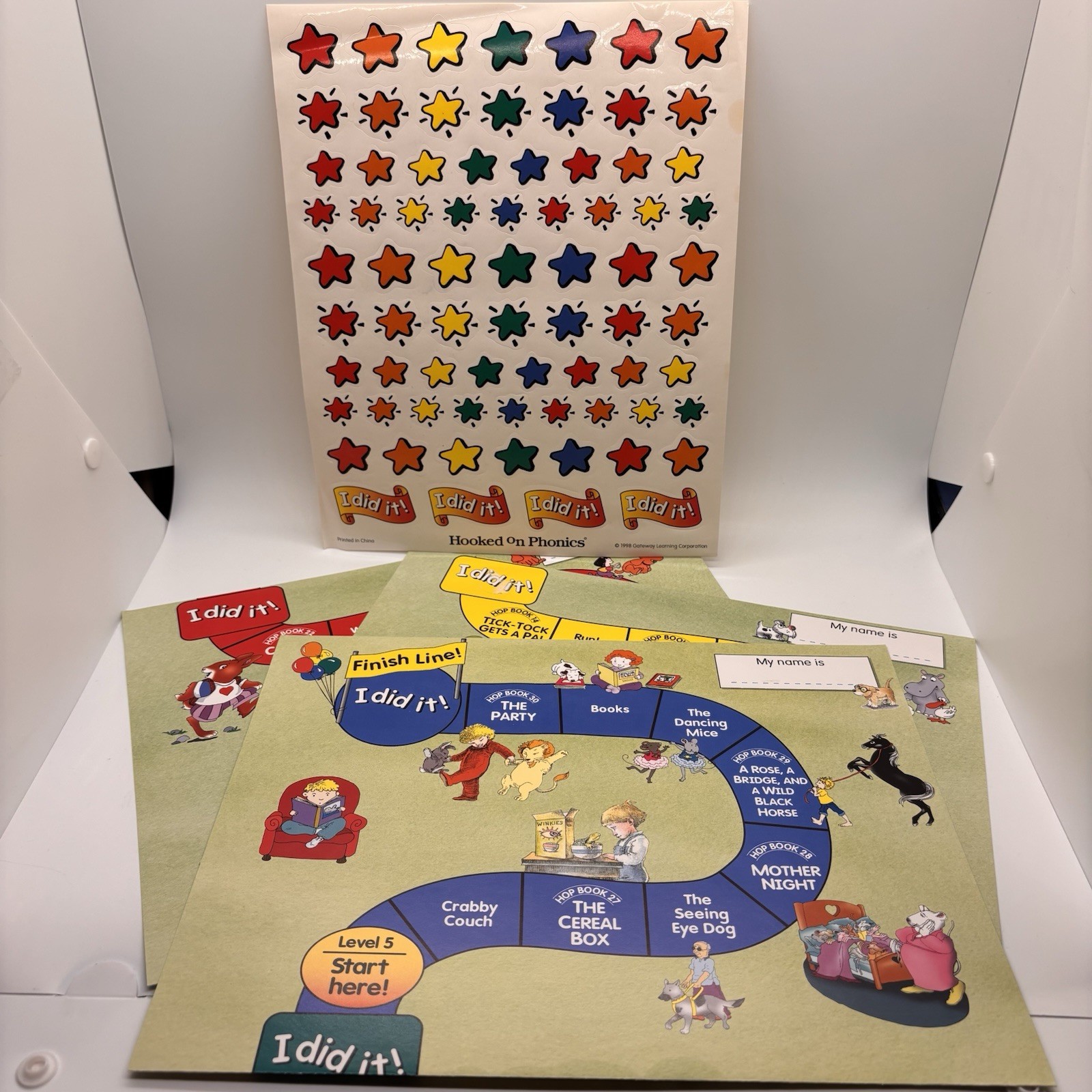 Hooked On Phonics Learn To Read 1998 Progress Tracking Maps Stickers Level 1-5