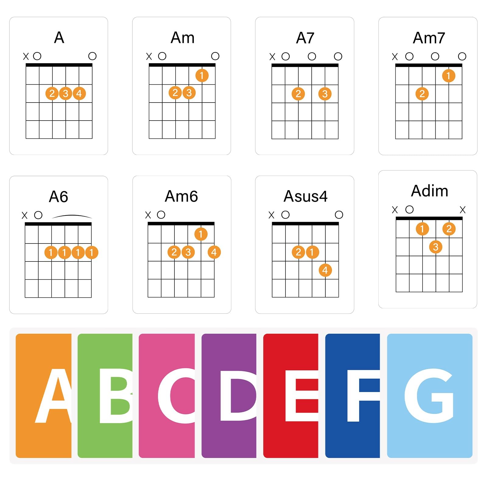 Guitar Chord Flashcards – 56Pcs Acoustic & Electric Guitar Learning Cheat She…