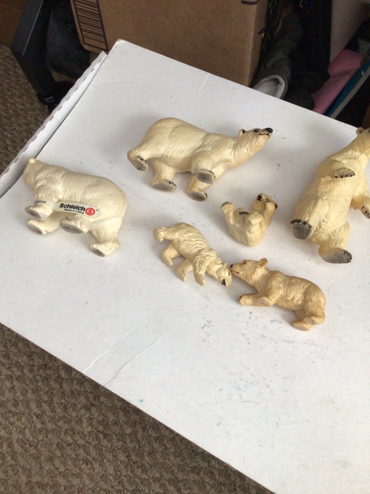 Lot of (6) Schleich Toy Animals – Polar Bears w/Babies – Made in Germany