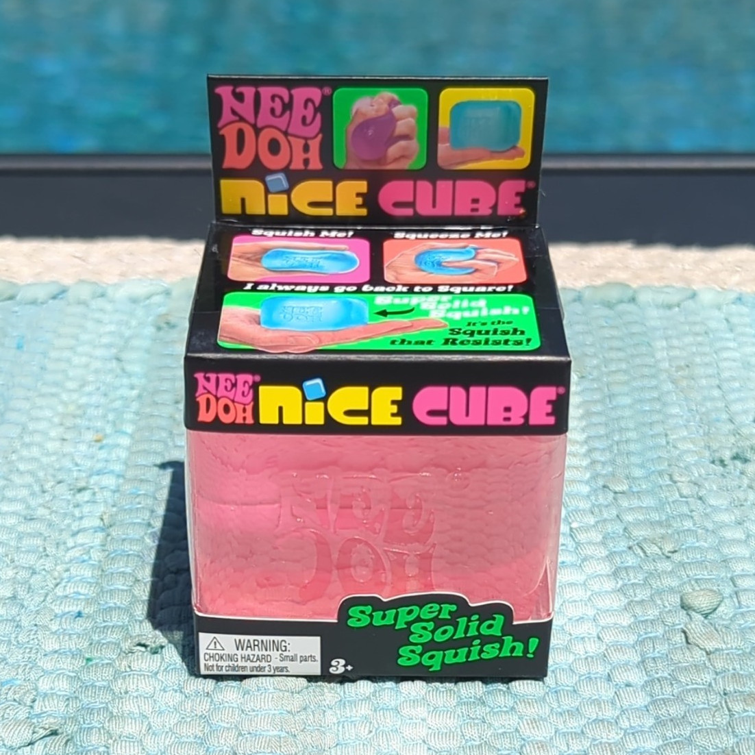 Schylling NeeDoh Nice Cube Super Solid Squish Squeeze Toy Pink 25330NAB