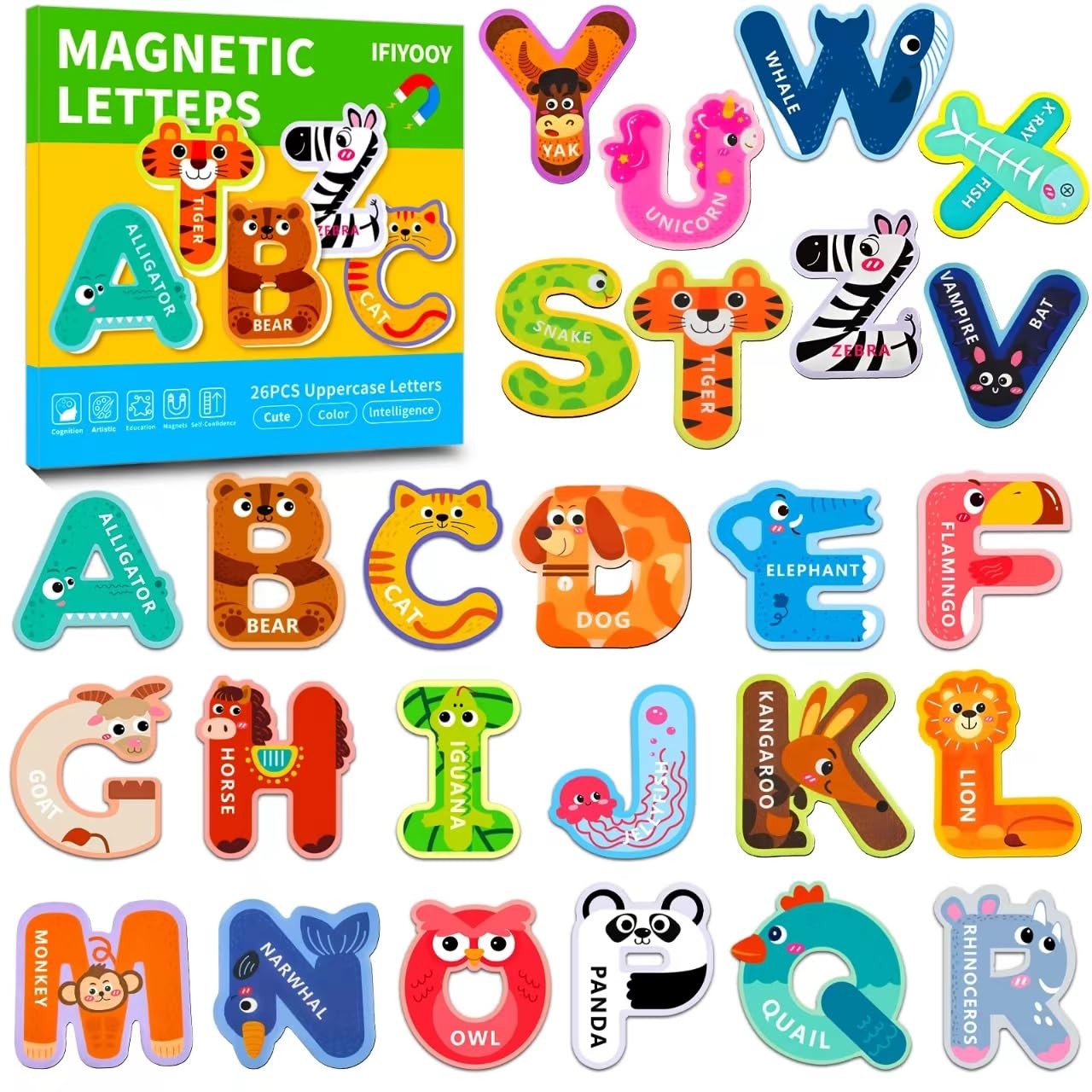 Fridge Magnets for Toddlers 1-3, Alphabet Magnets, Large, Uppercase Letter