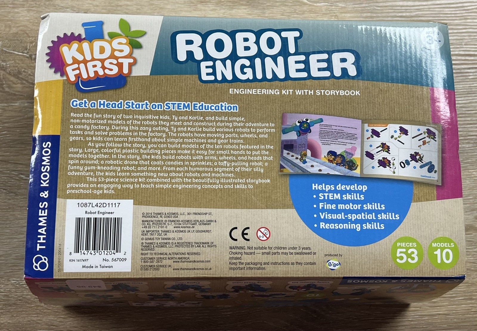 Thames & Kosmos 567009 Kids First Robot Engineer Kit and Storybook 53PCs New