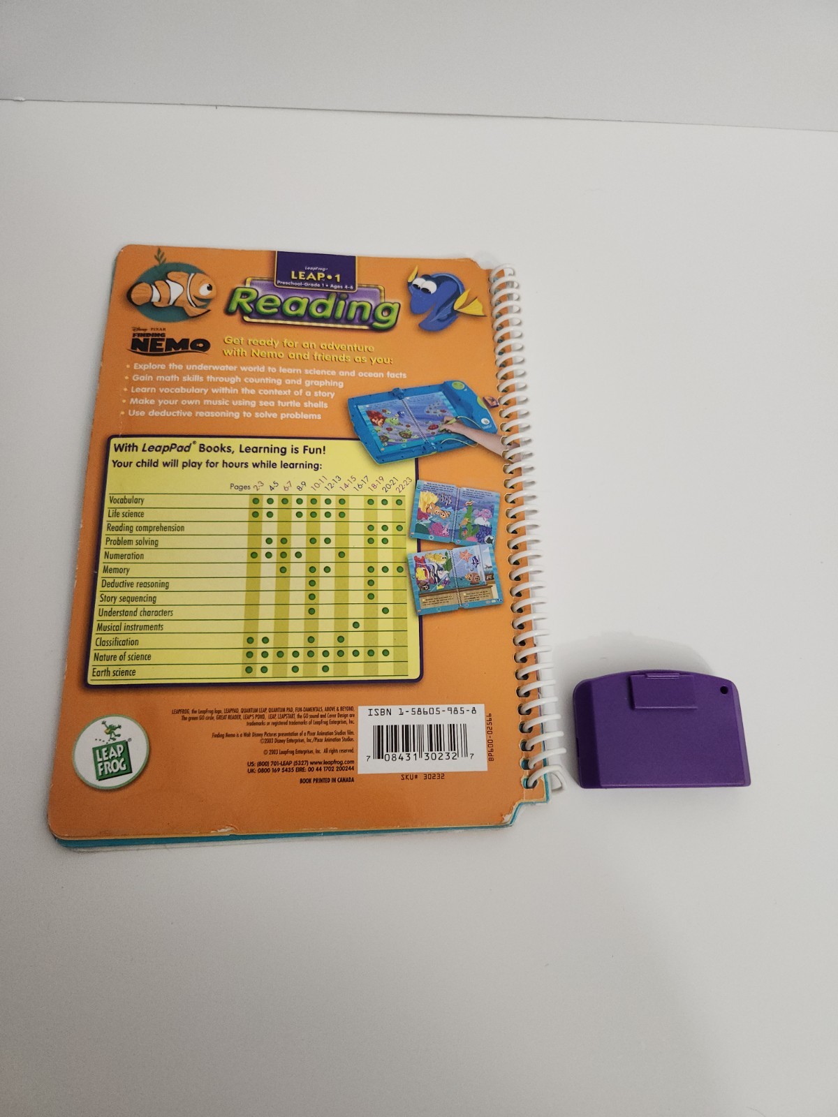 Leap Frog Leap Pad Finding Nemo Reading Pre- 1st grades Used