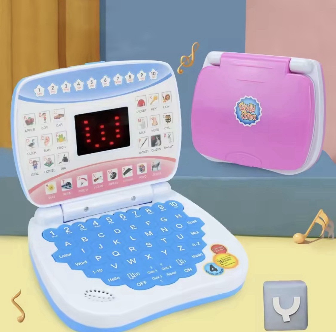 Kids Electronic Learning Laptop ABC Letters & Numbers 1-10 Music/Sounds Age 2-3