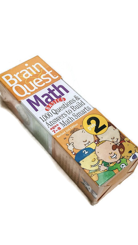 Brain Quest Math Basics Grade 2 Revised 2nd Edition Cards: 1000 Q&A Ages 7-8 NIB
