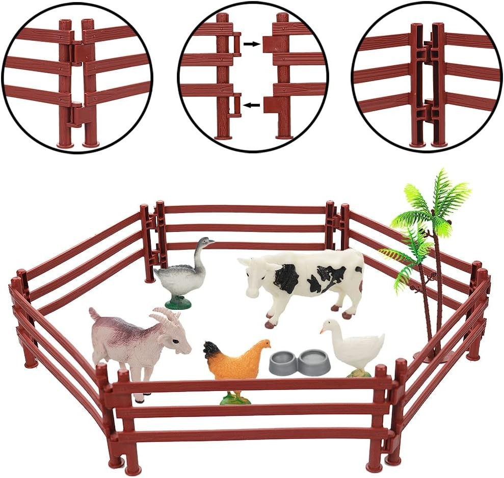 Realistic Farm Animal Figures Toys, 44 Pcs Plastic Farm Figurines Playset Includ
