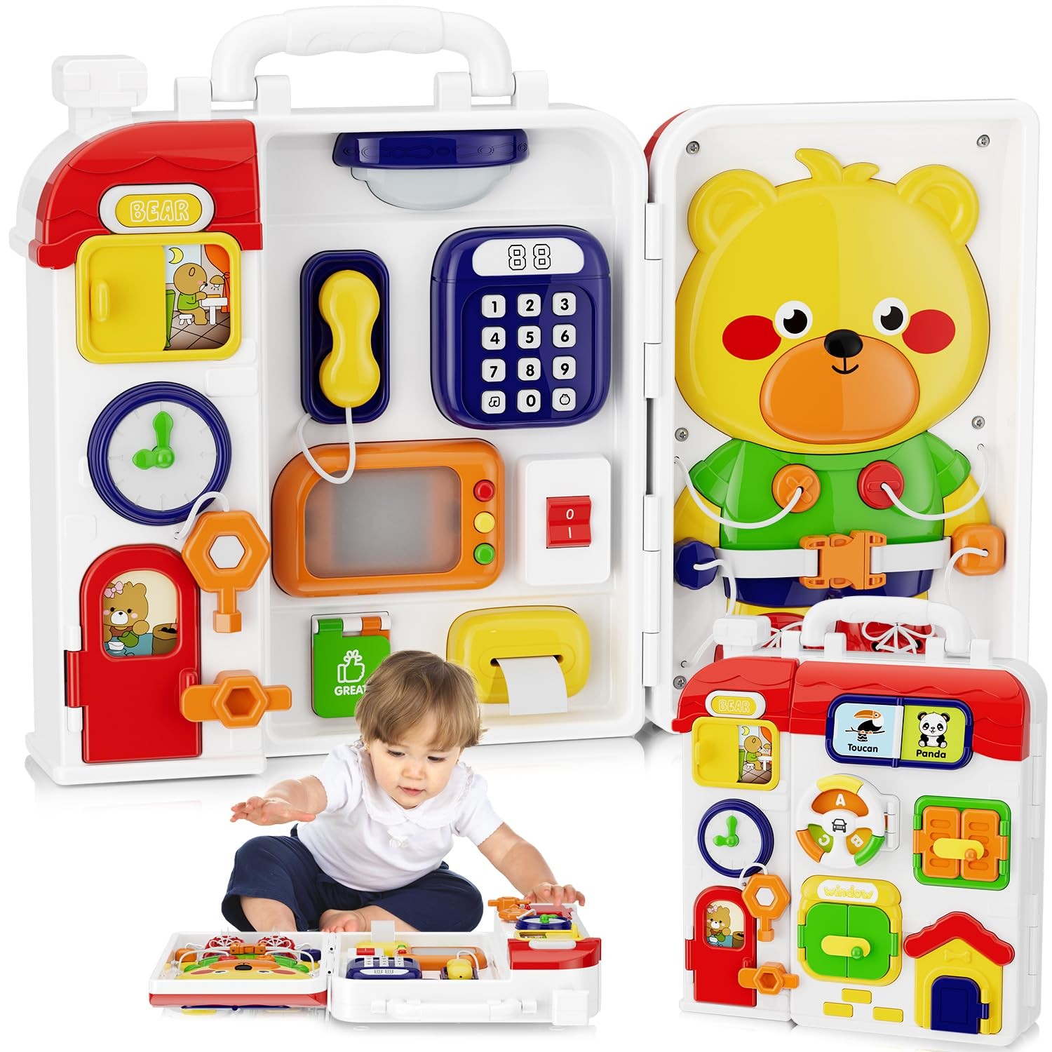 MFEESYOB Montessori Toys 9.05 x 2.36 x 10.23 inches, Red, Yellow, Green, Blue