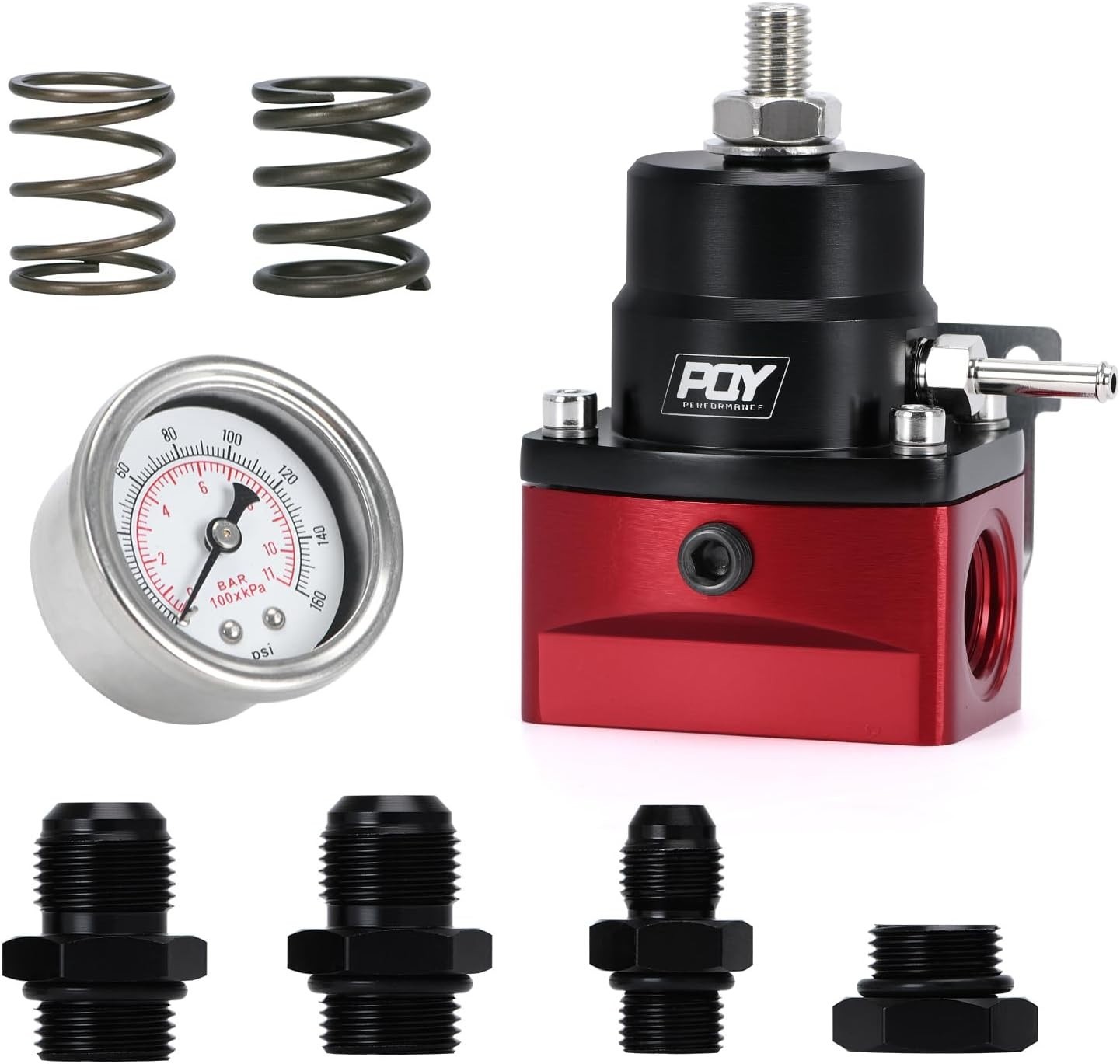 Adjustable Fuel Pressure Regulator Kit 3-70PSI with AN8 Feed Port and AN6 Ret…