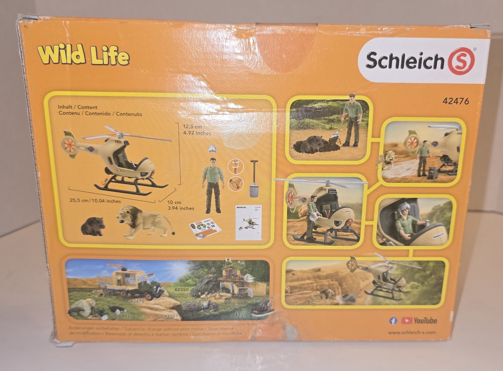New Schleich Wildlife Animal Rescue Helicopter 8 pc set with Lion and Hippo Fig