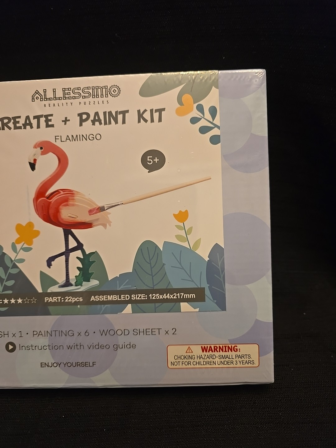 NEW Allessimo Reality Puzzles Create & Paint Wooden 3D Pink Flamingo Level 3