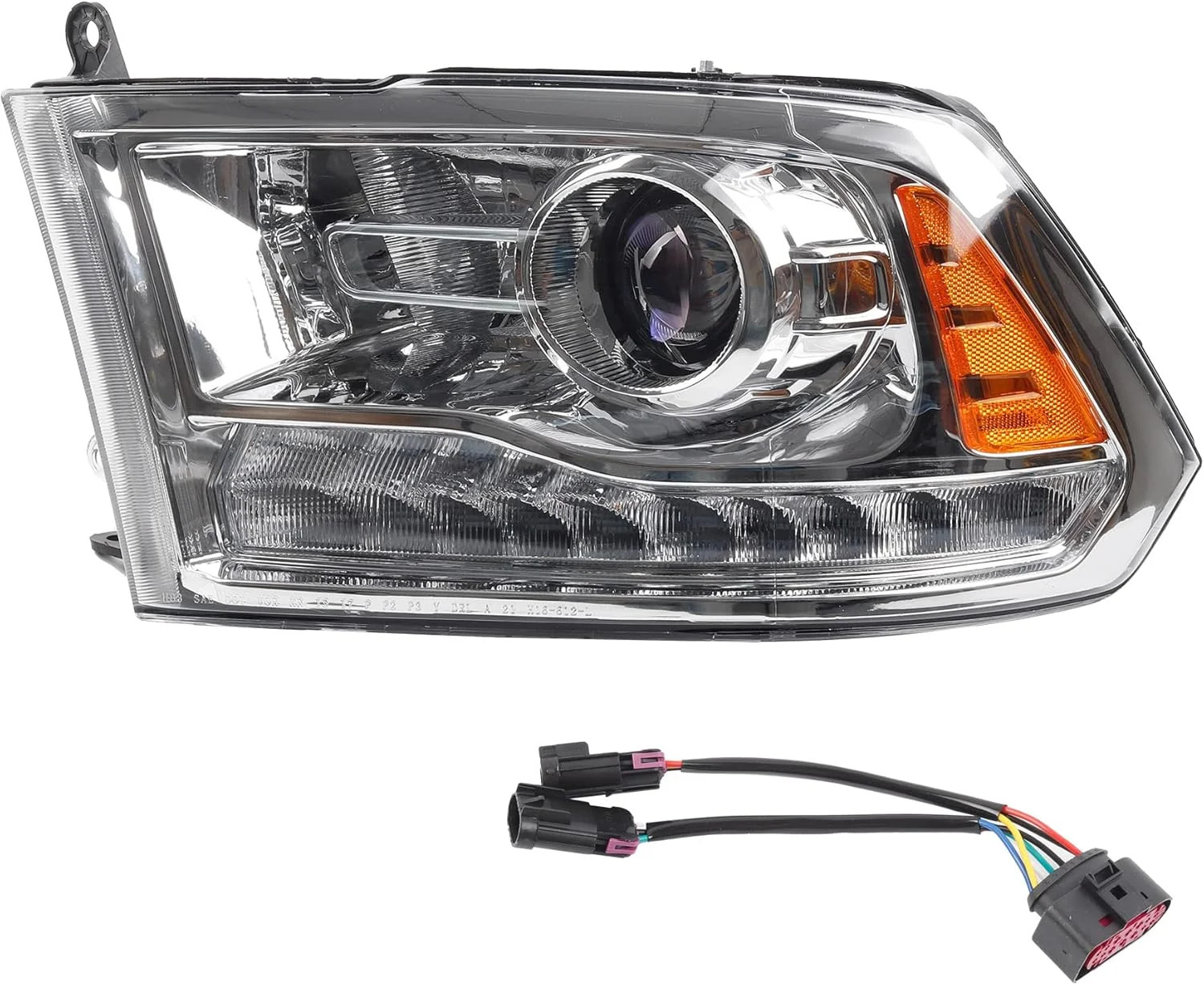 Dasbecan OE Projector Halogen Headlights w/LED Signal DRL Compatible With Dodge