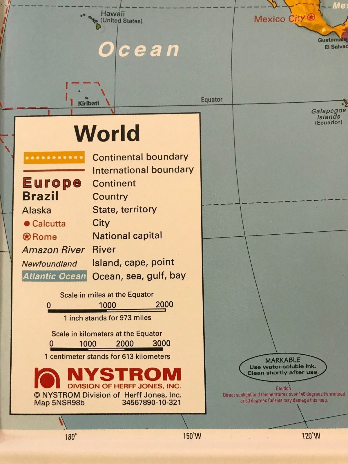 Nystrom Raised Relief / Bright Colors Map of the World 28″ X 18″ NEW