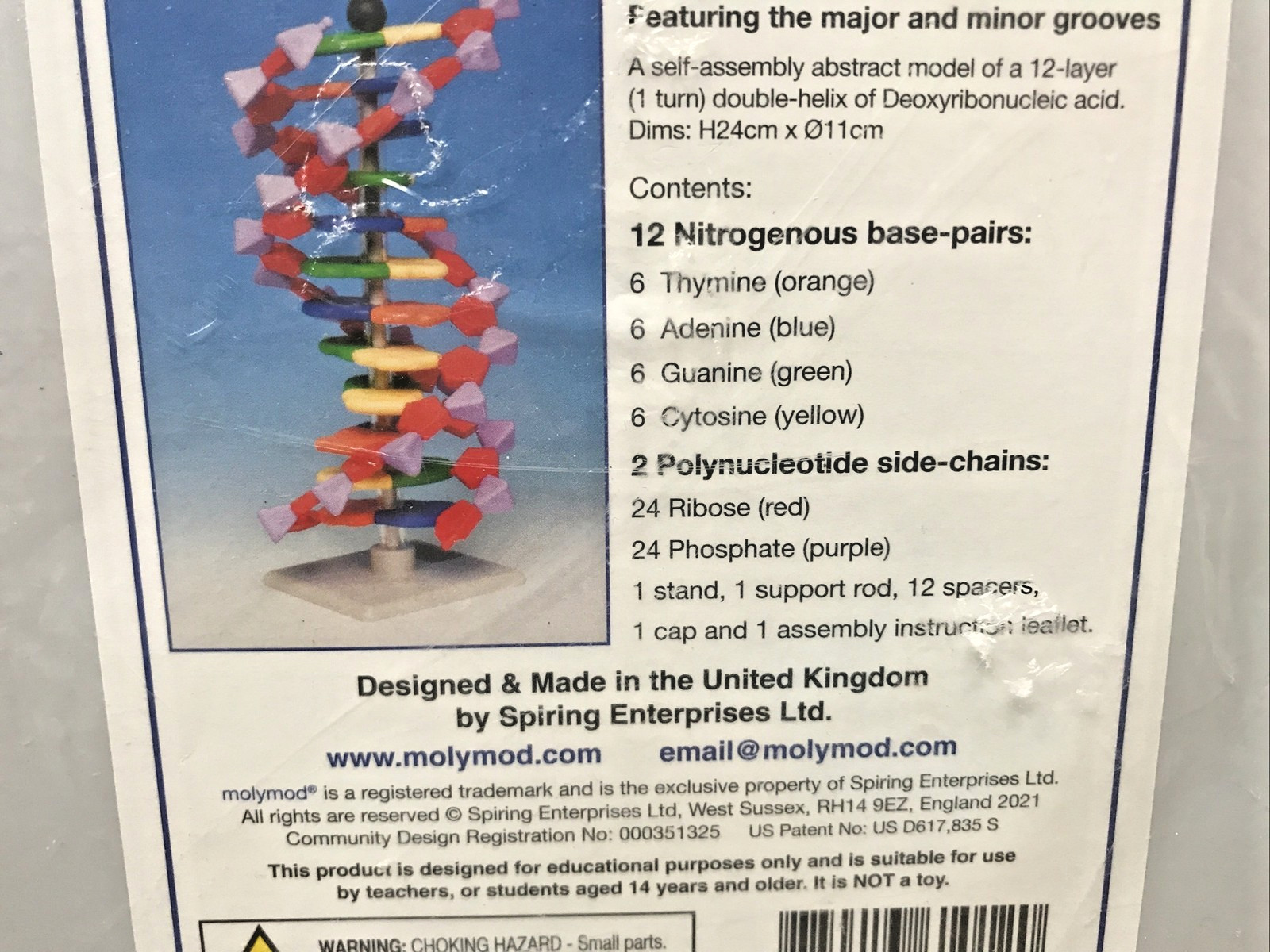 New Molymod 12-Layer DNA Model Kit #AMDNA-060-12 Made in United Kingdom