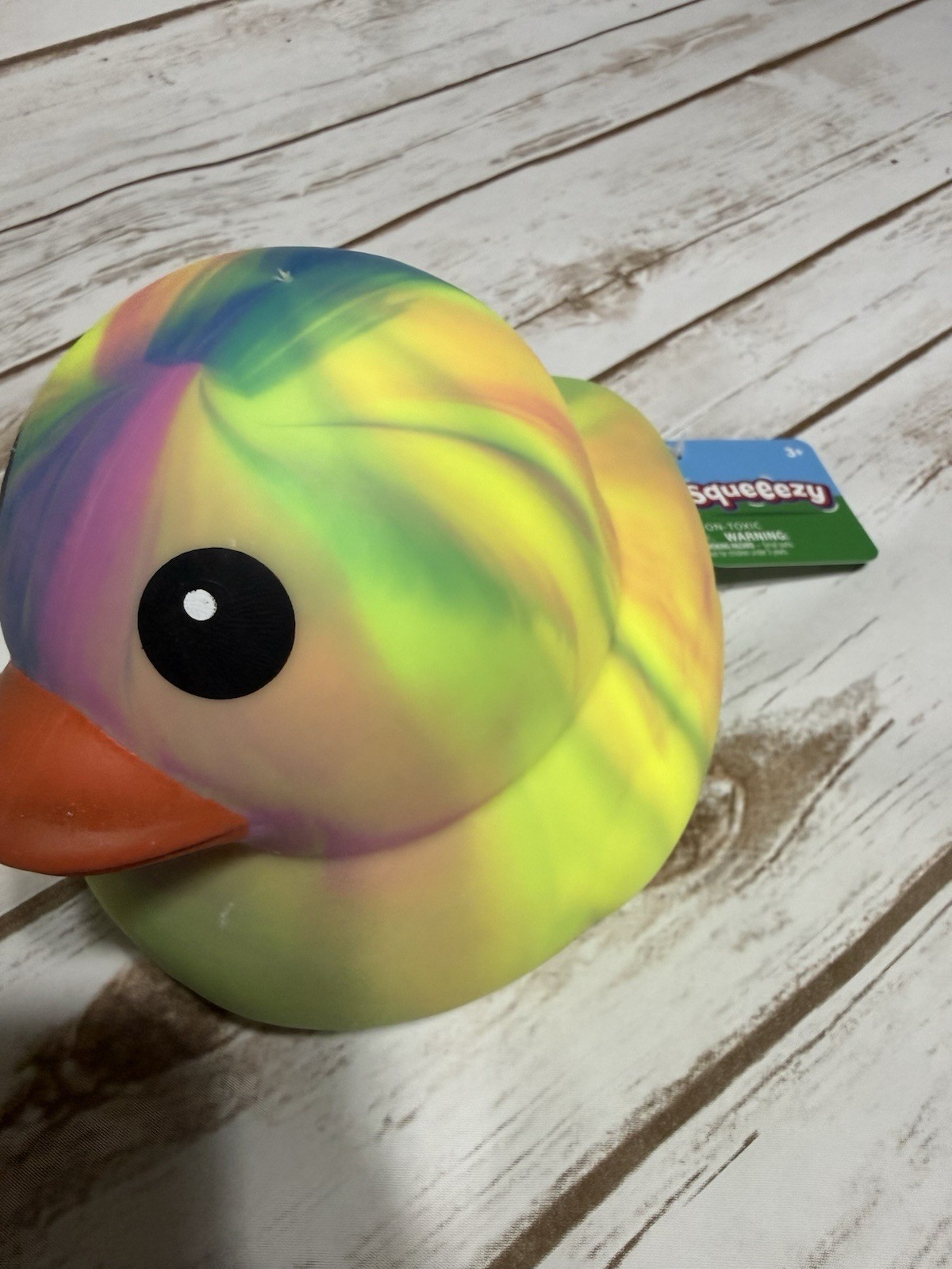 NEW Toymendous Squeeezy VIRAL Rainbow Jumbo Squeeezy Tye Dye Duck Squish Toy