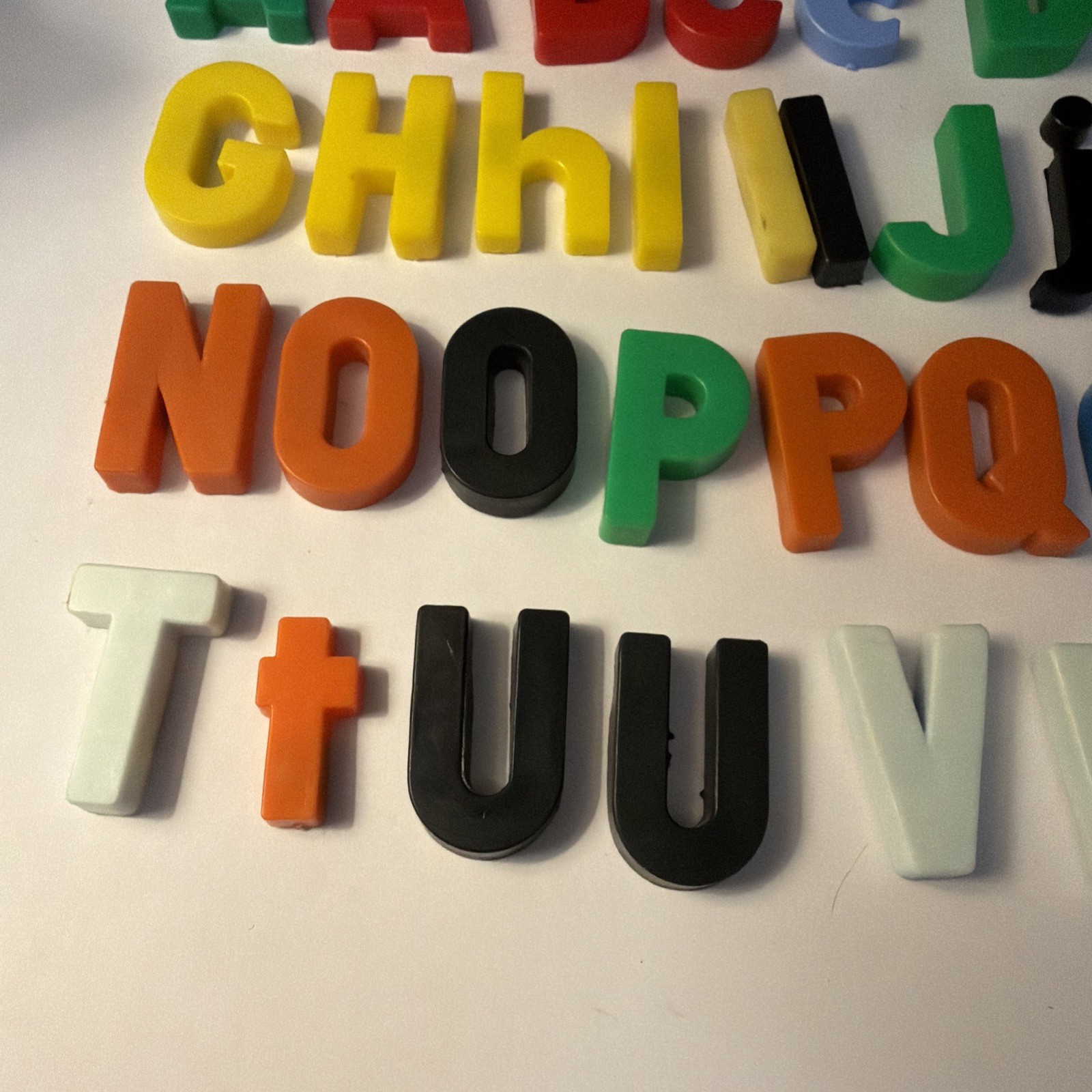 Lot Of 44 Mixed Colors Plastic Magnetic Fridge Alphabet Letters Math Kids School