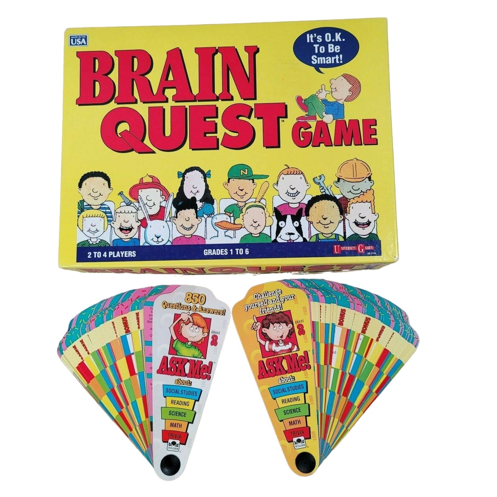 Brain Quest 90’s Game Grade 1-6 + Ask Me Trivia Math Science Social Studies Read