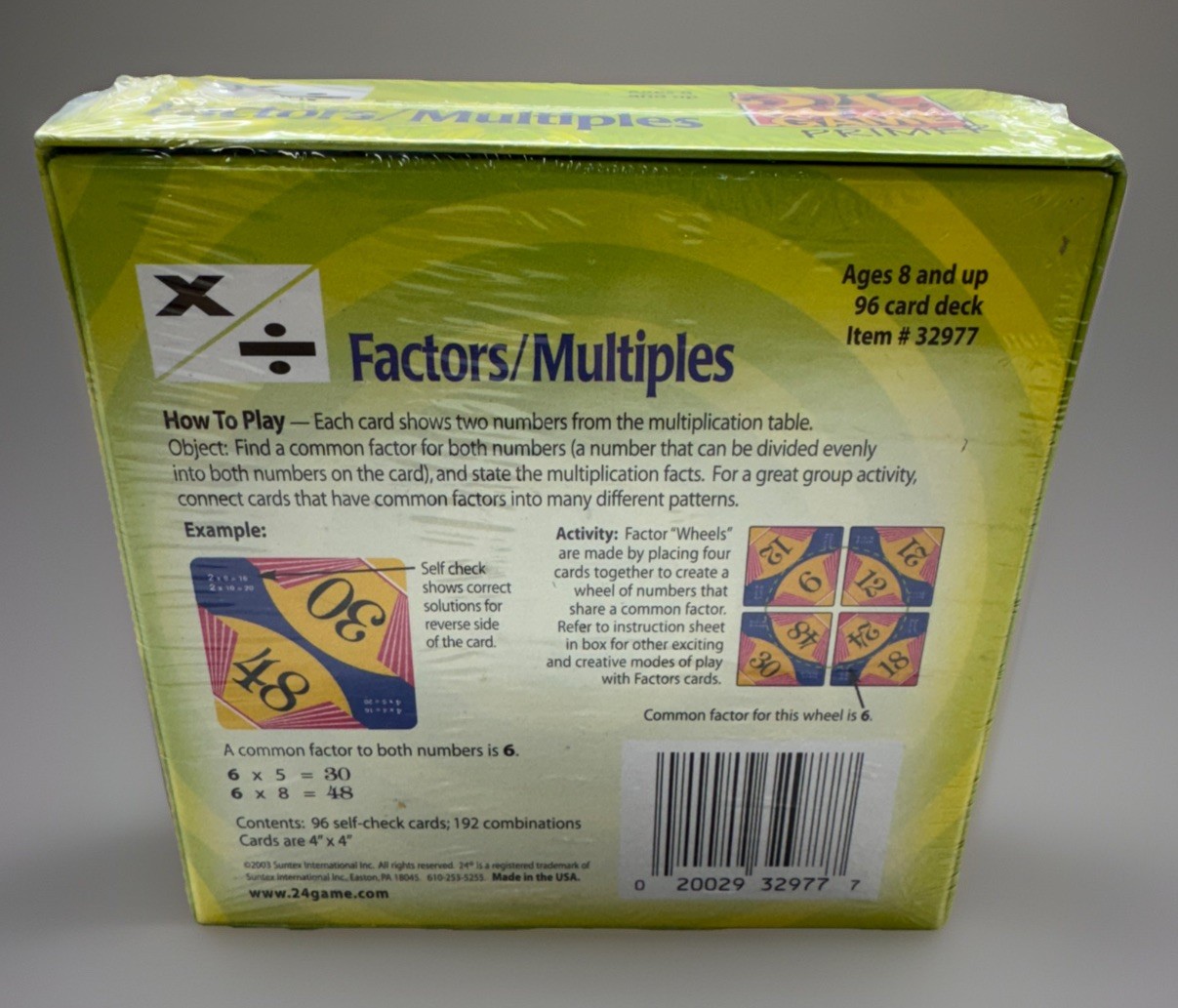 24 Game Primer Factors/Multiples 96 Self Check Math Cards Ages 8 And Up BN2