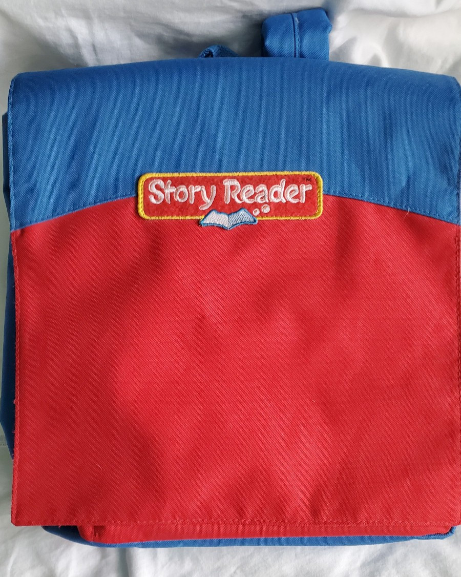 Story Reader System Lot-14 Books-7 Cartridges-Backback-Disney, SpongBob More