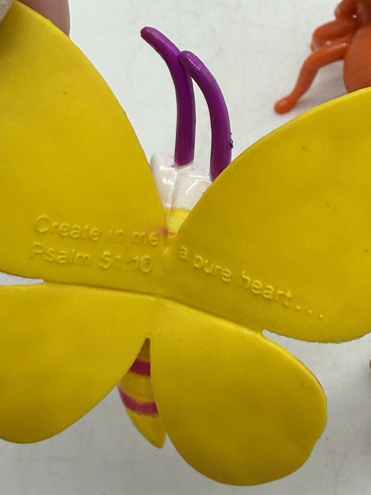 Bible Memory Butterfly Anthropomorphic Toy Insects Plastic Rubber Toy Bug VTG x5