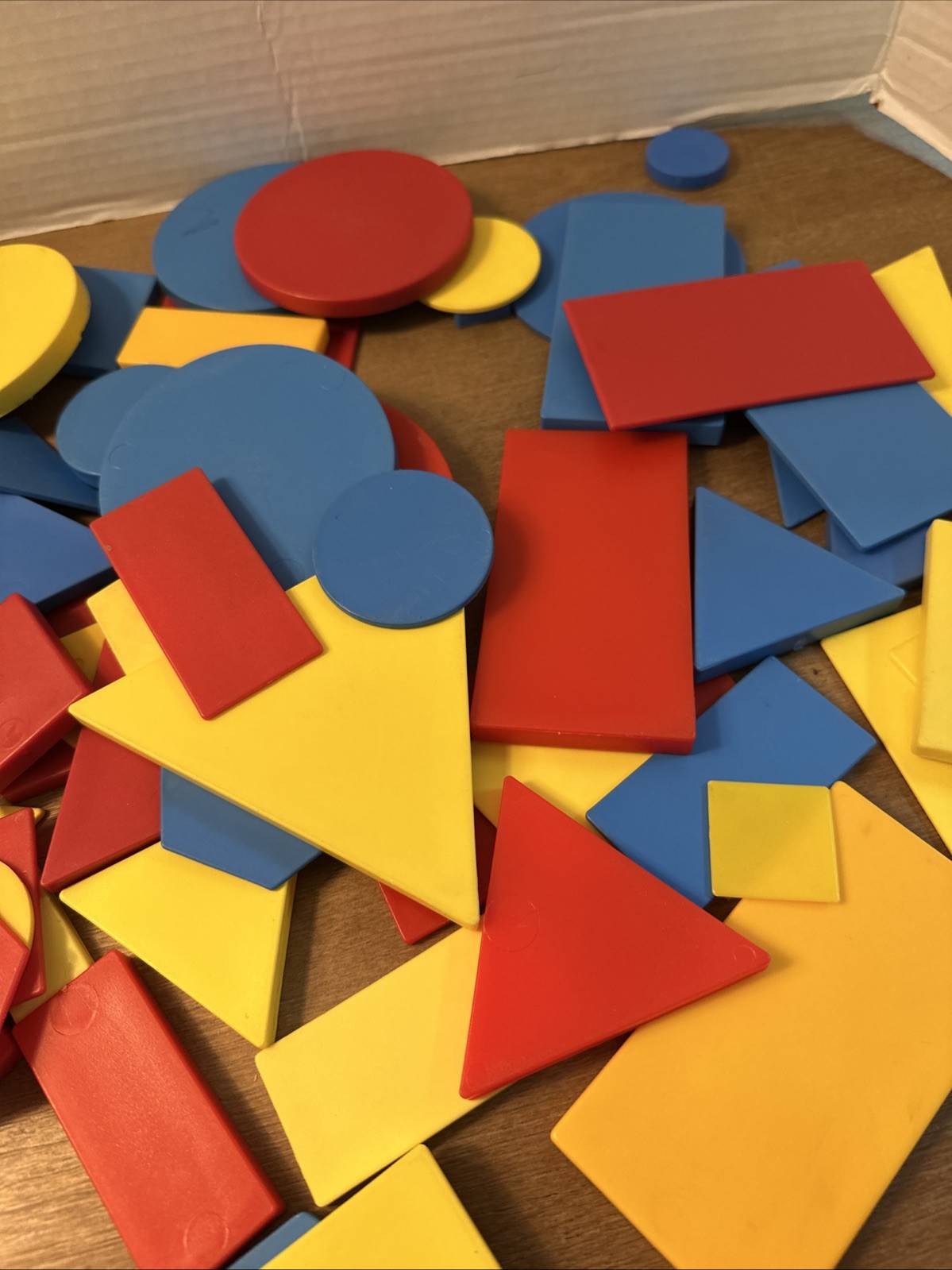 LOT of Thick Thin Lg Sm Multi-Color Geometric 2-D Shapes Math Manipulatives 70+