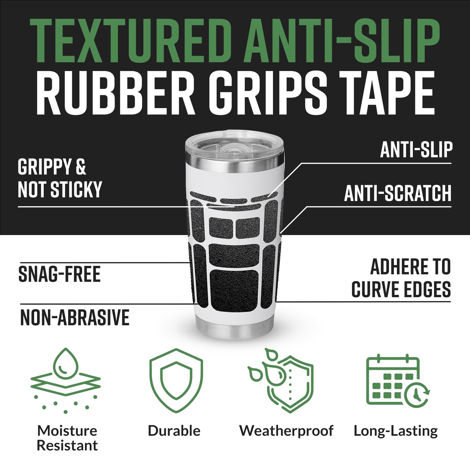 Dragon Grips 13-Piece Rectangular Rubber Grip Tape Pack – Black 1 pack,