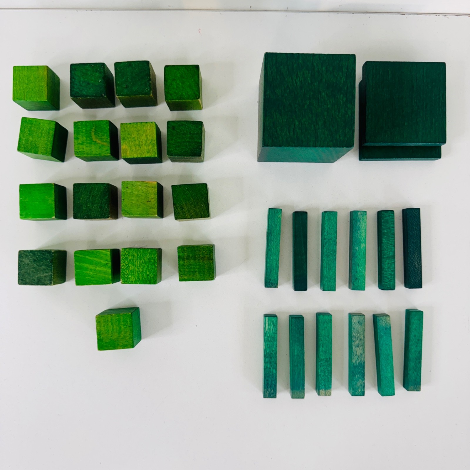 Wooden Math Manipulatives Blocks Set Rods Cubes Flats Homeschool 370+ Pieces