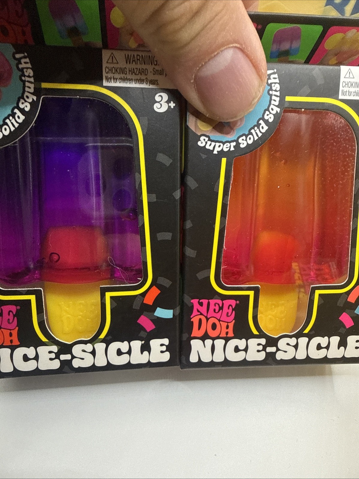 NEE DOH NICE-SLICE POP SICLE PURPLE PINK ORANGE LOT OF 3 D & 1 Nice Ice Baby