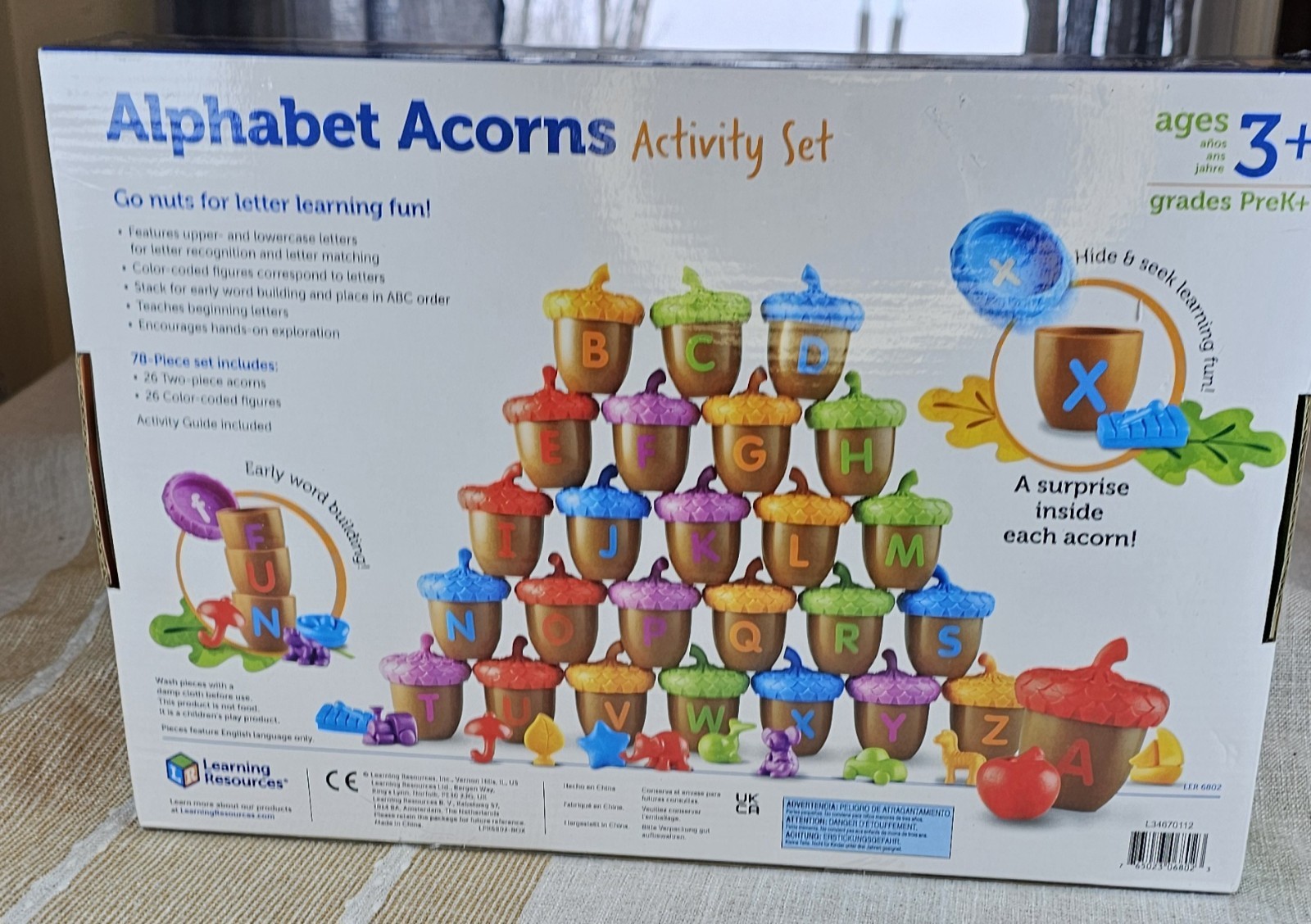 Learning Resources Alphabet Acorns Activity Set, 78 Pieces, Homeschooling New