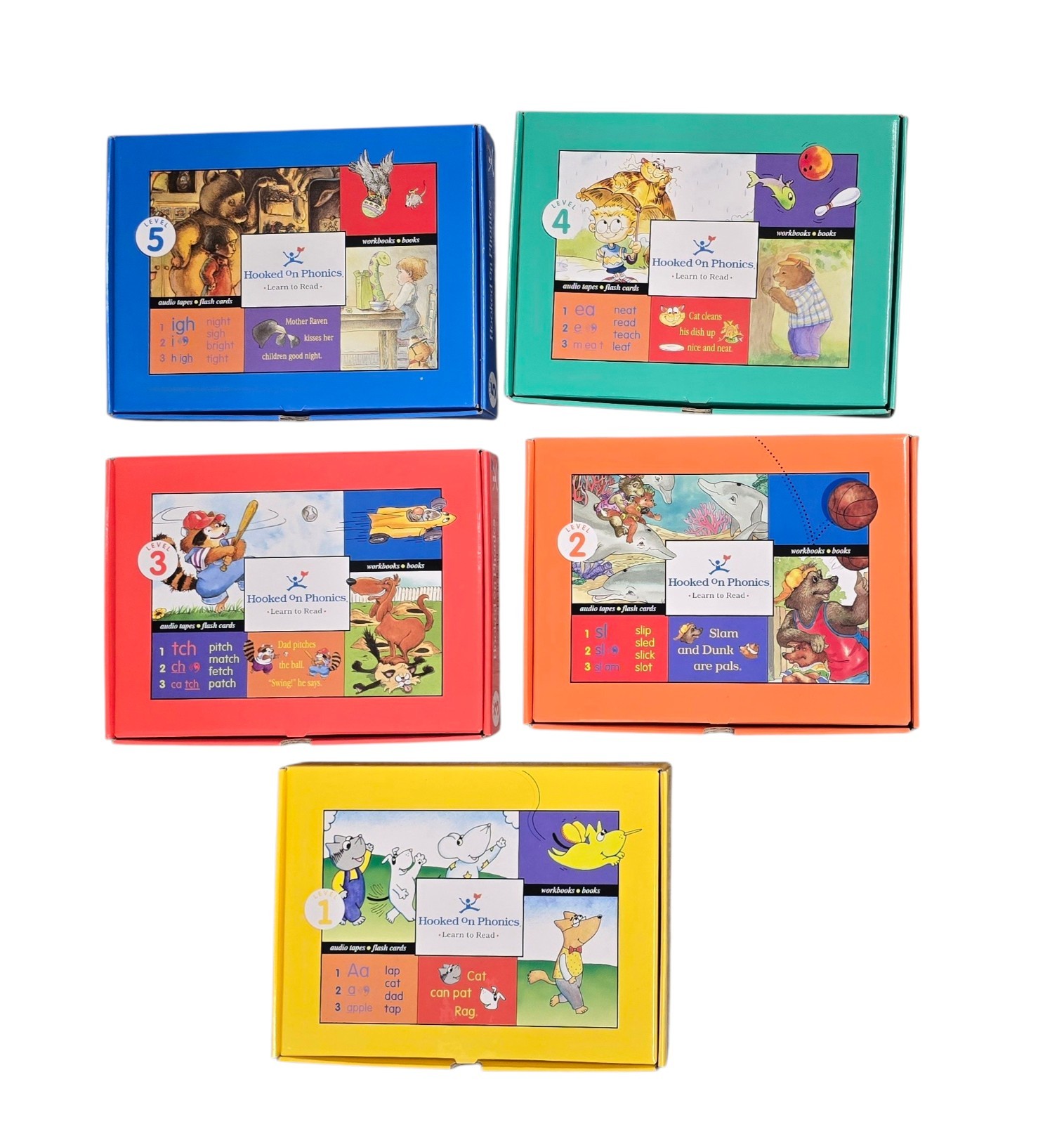Hooked on Phonics Learn to Read Levels 1-5 INCOMPLETE SET | Vintage 1998 Tapes