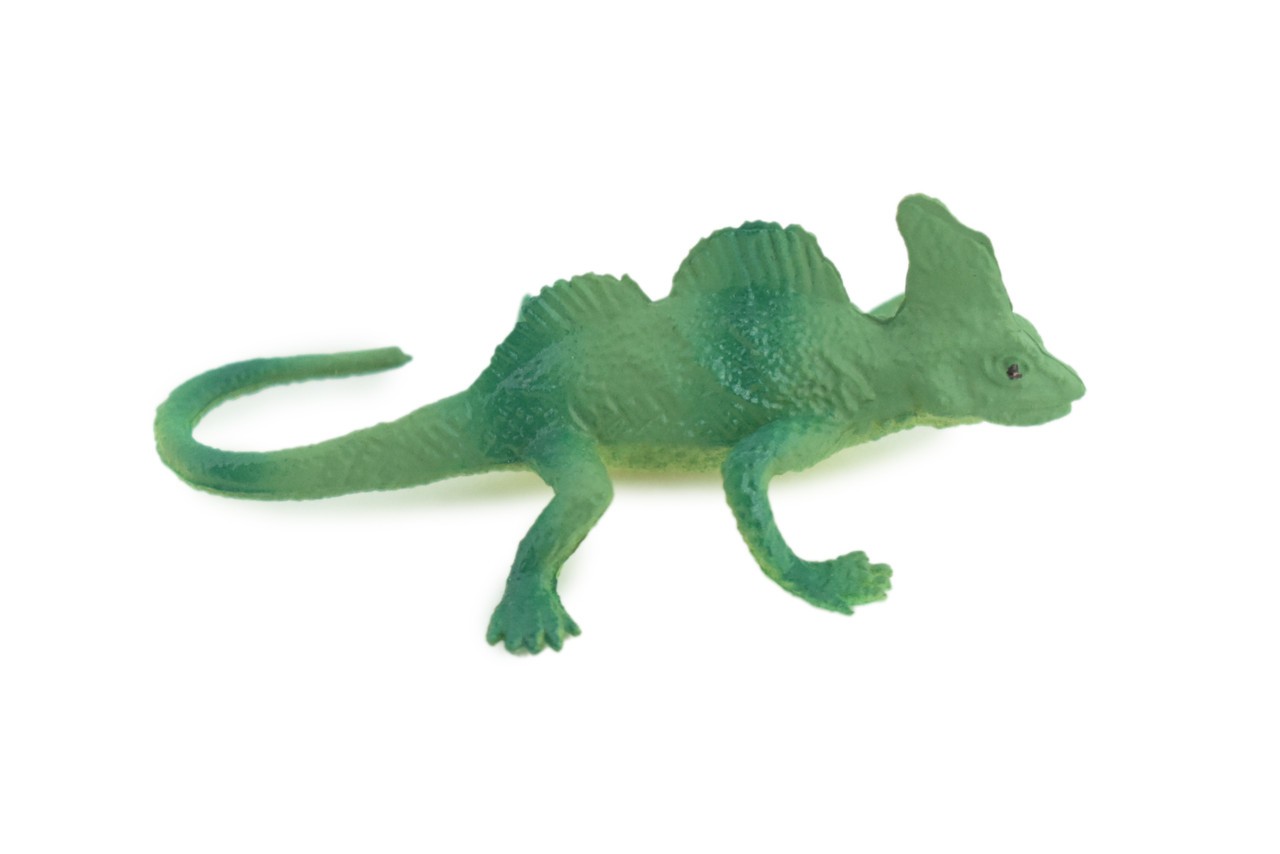 Green Basilisk Lizard Toy, Hand Painted Rubber, Realistic Model 2.5″ WR39 B197