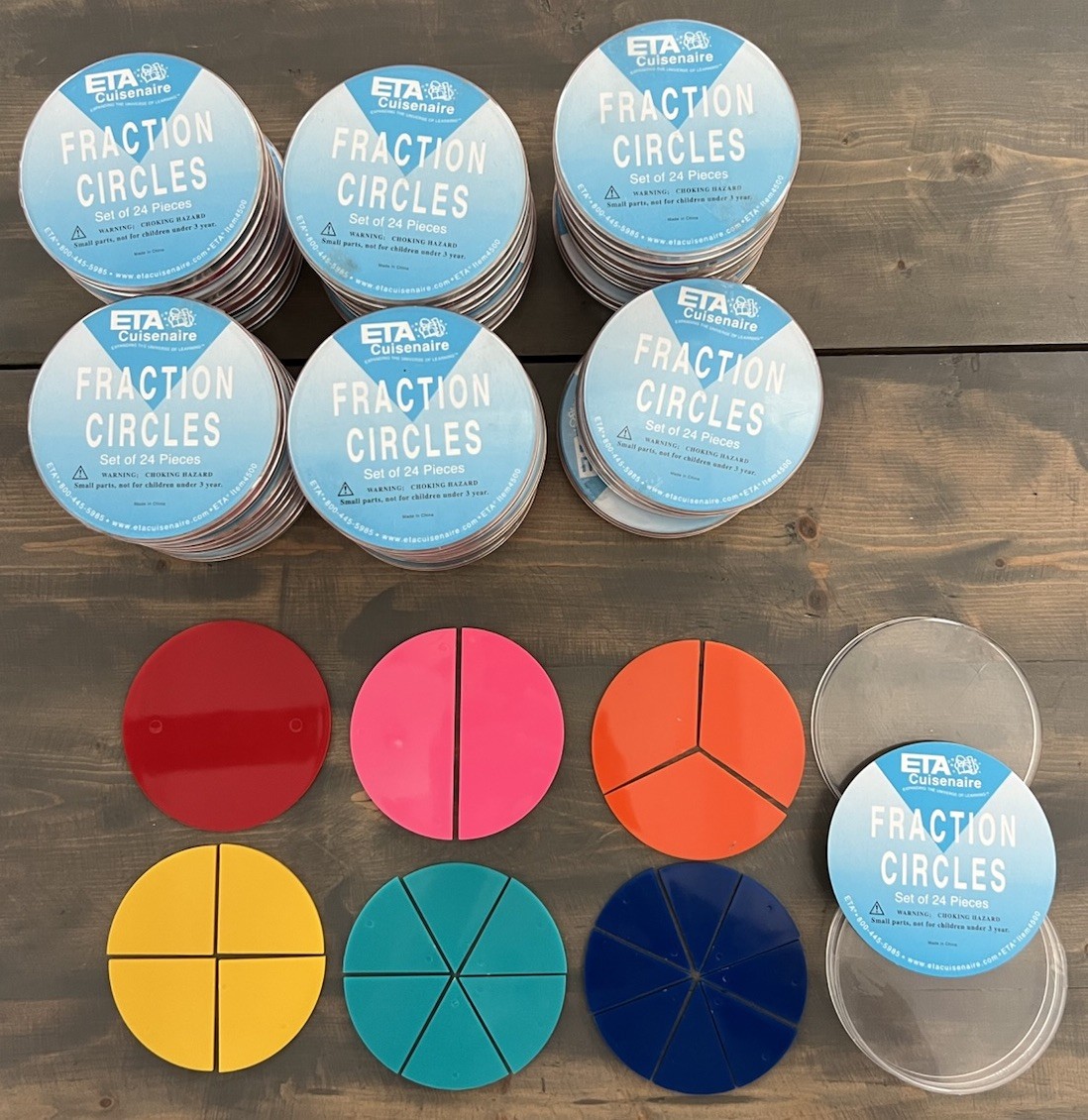 Lot Of 24 ETA Cuisenaire Fraction Circles Math Manipulatives COMPLETE