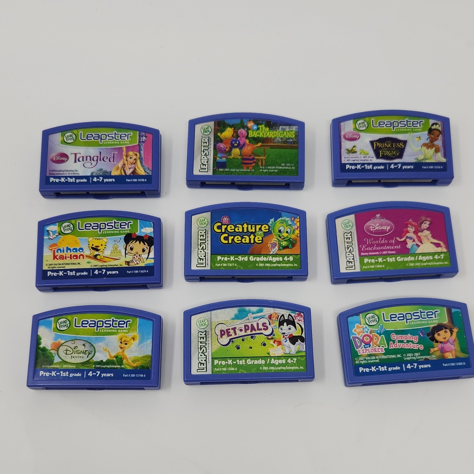 LeapFrog Leapster Learning Game Cartridge Disney Princess Tangled Lot of 9