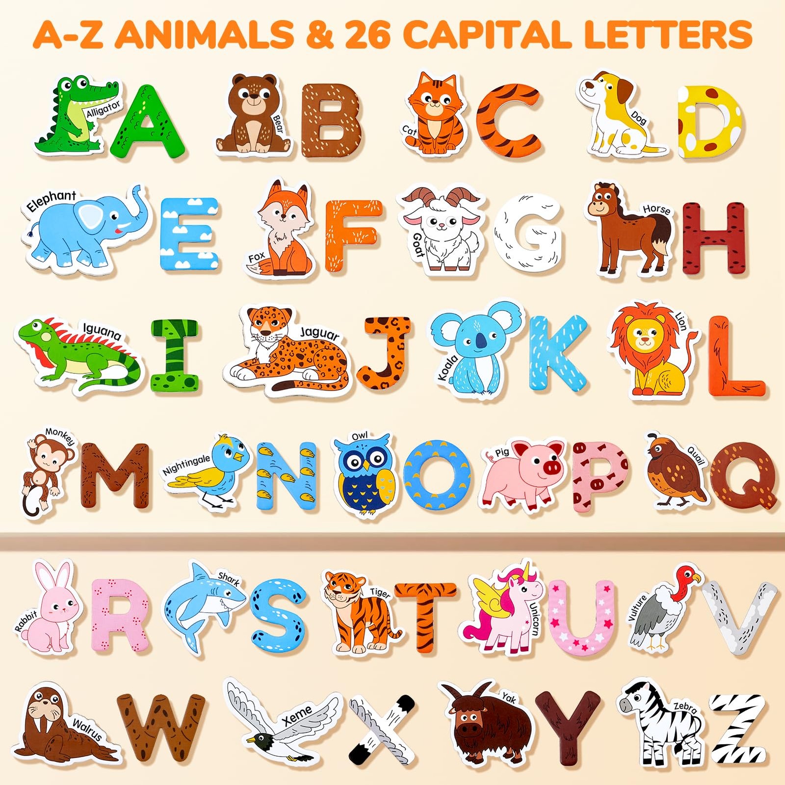 JoyCat Wooden Fridge Magnets for Toddlers – 2.36″ x 2.5″ x 0.14″, Multi Color