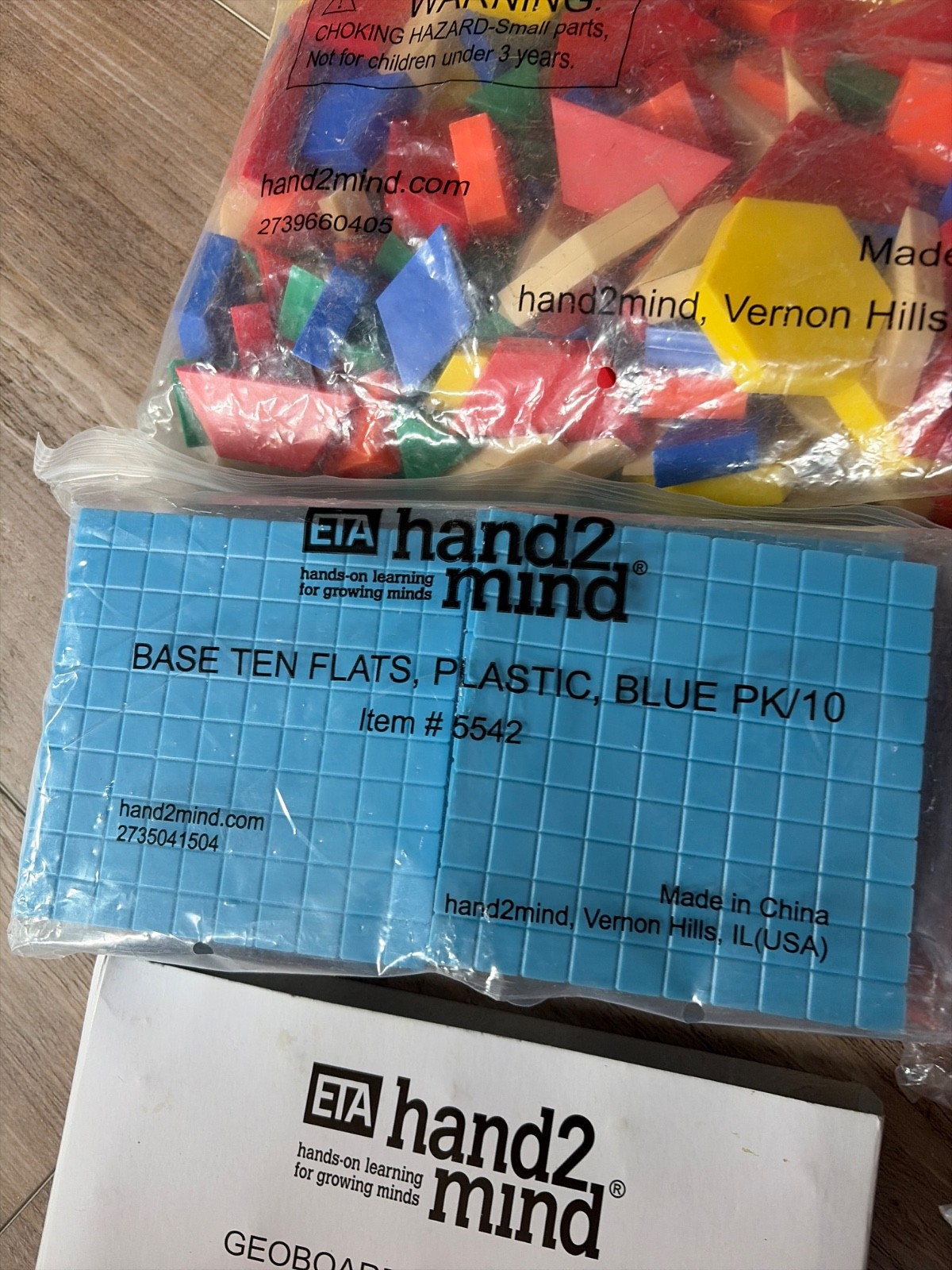 Hand2 Mind ETA Math Manipulatives lot base 10 blocks rods cube