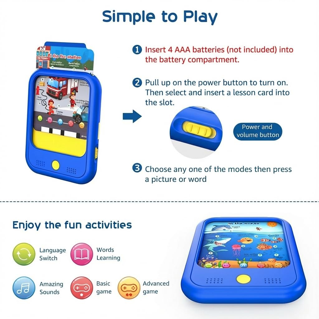 Qiaojoy Kids Learning Tablet Educational Learning Pad for Toddlers 2-5 to Lea…