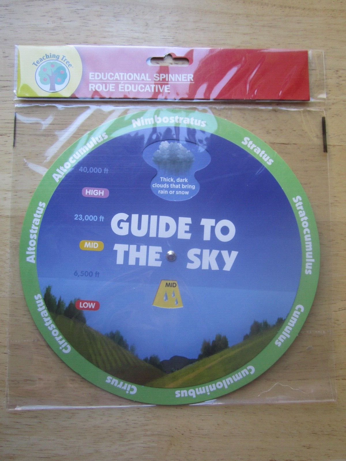 Teaching Tree Educational Spinner 8″ Guide To The Sky Cirrus Stratus Cumulus Pkg