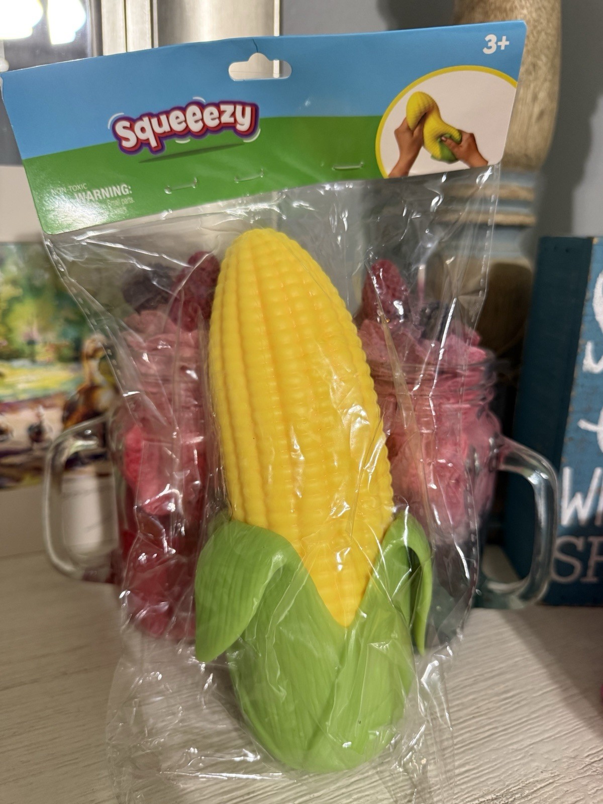 Sunny Days Squeeezy Corn on the Cob Squishy Toy Squeezy Viral Sensory Fidget
