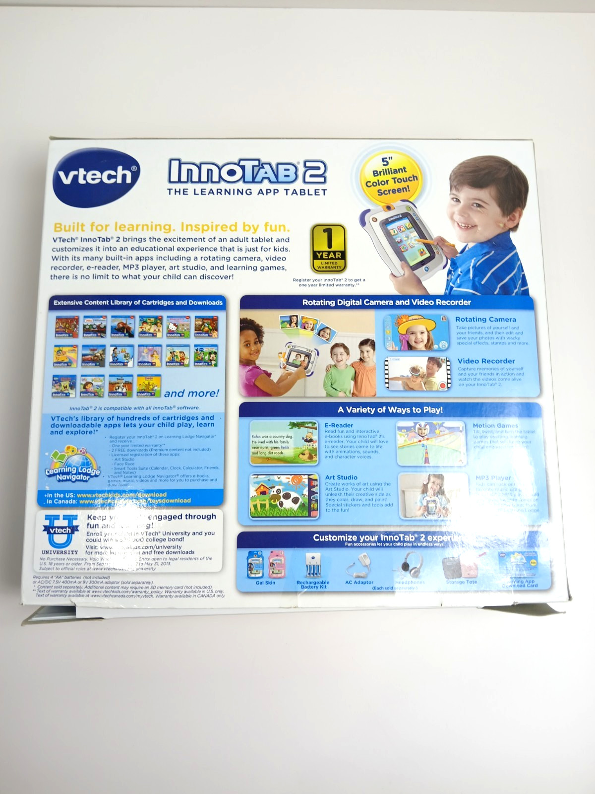 Vtech Innotab 2 Educational Learning Tablet Stylus Game Car Adapter 4Gb SD Card