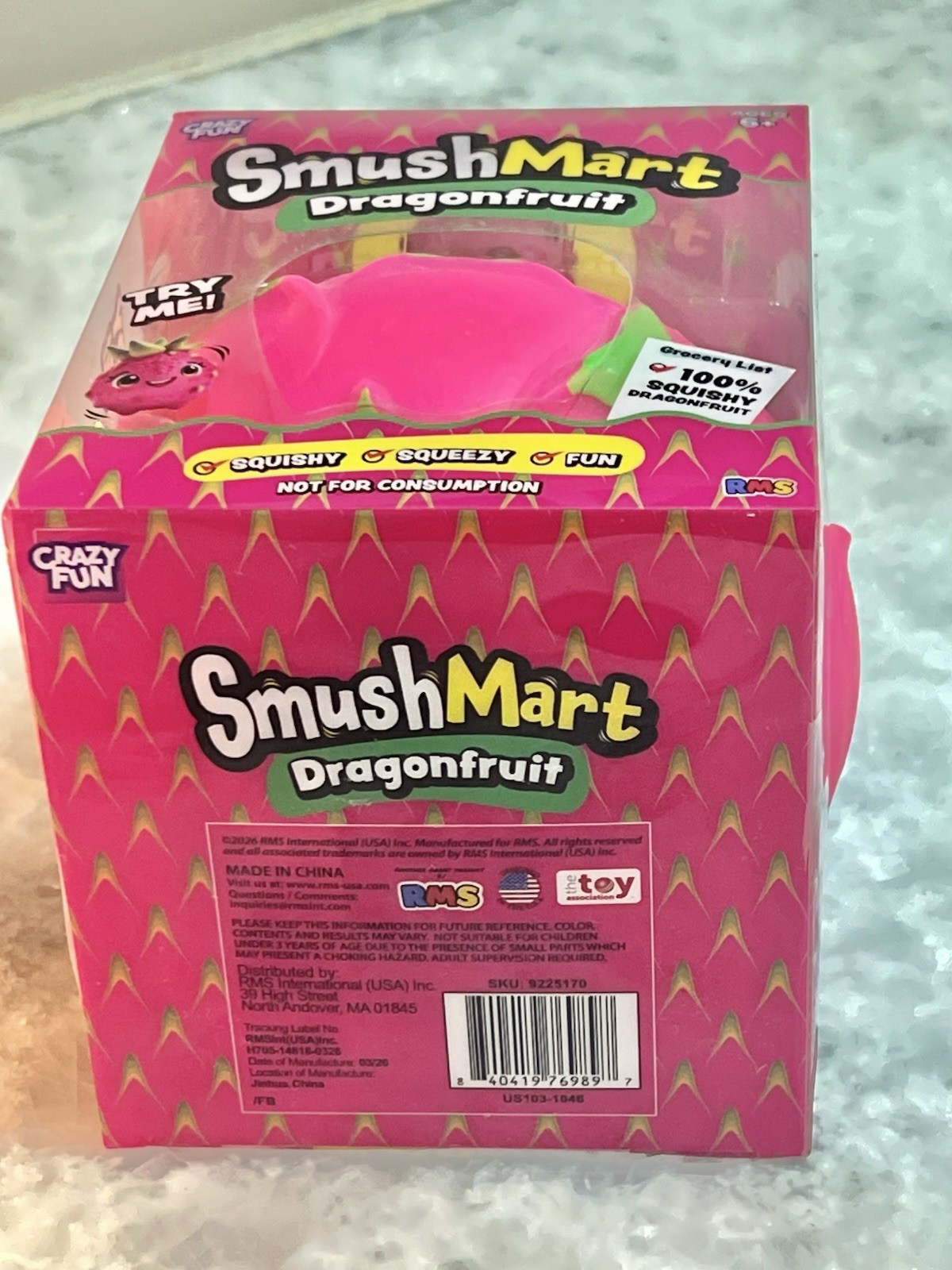 RMS SmushMart Dragonfruit Squishy Squeeze Toy Pink Green