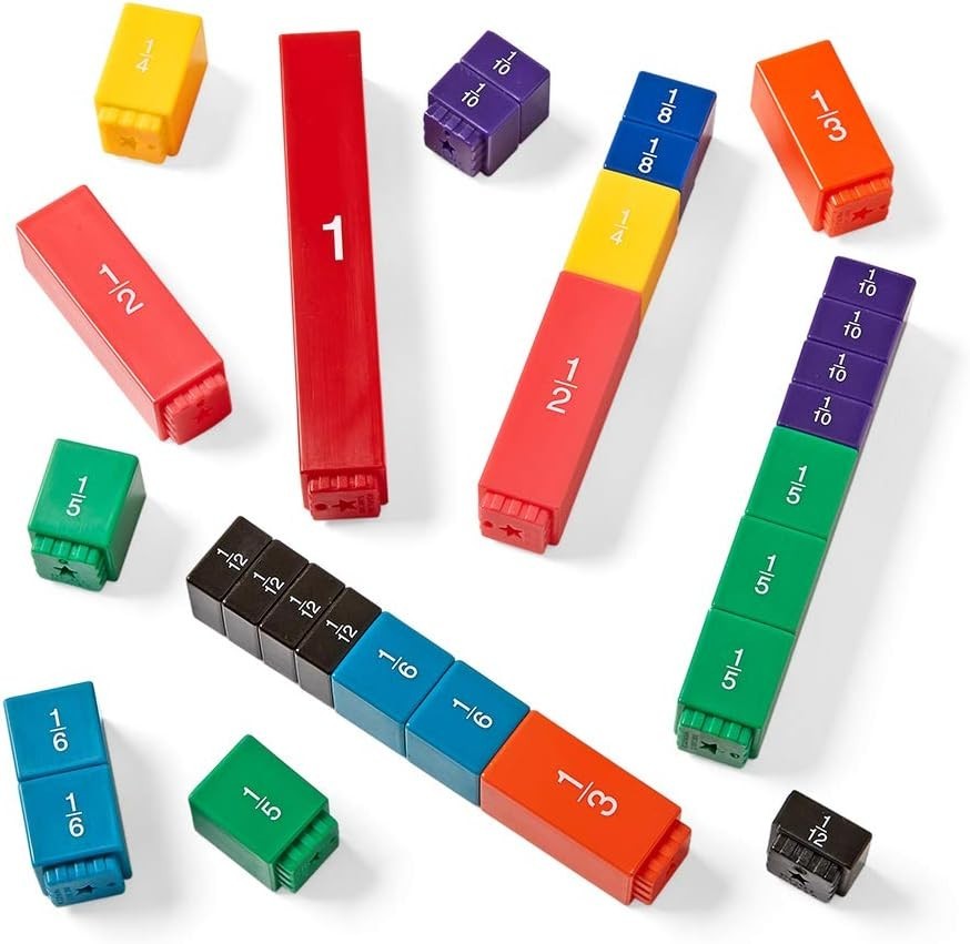 Rainbow Fraction Tower Cubes Set of 51 Multi Color Plastic Math Manipulatives