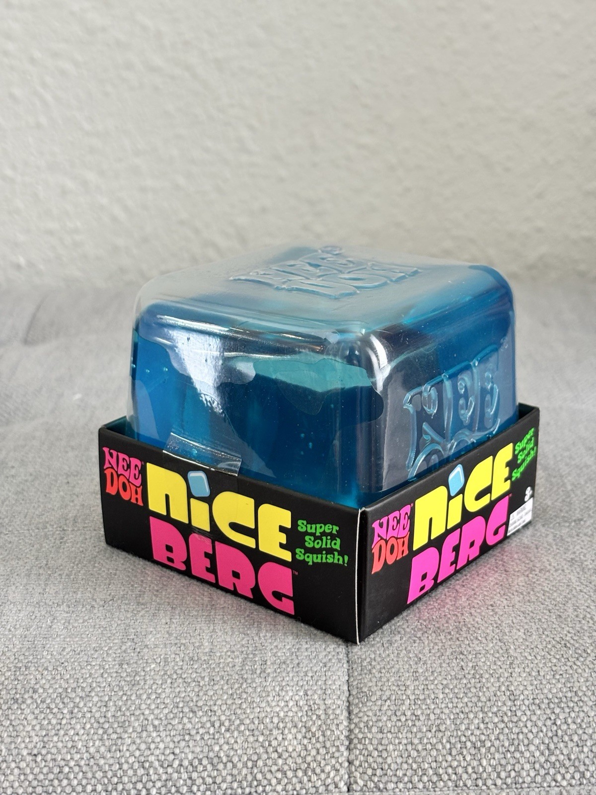 Nee Doh Nice Berg Blue XL Giant Niceberg Super Solid Squish Cube Schylling